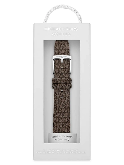 Shop Michael Kors Mk Micro Logo Apple Strap Collection. Apple Watch Band/38mm & 40mm In Brown