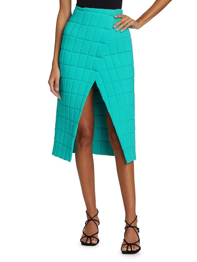 Shop A.w.a.k.e. Quilted Wrap Skirt In Turquoise