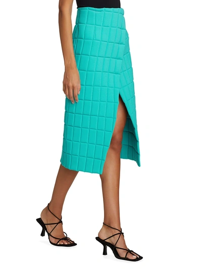 Shop A.w.a.k.e. Quilted Wrap Skirt In Turquoise