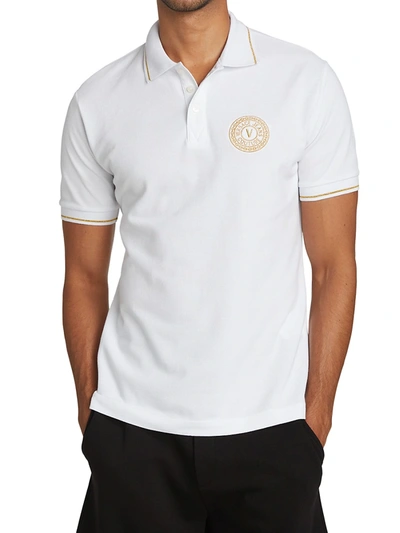 Shop Versace Jeans Couture V-emblem Polo Shirt In White