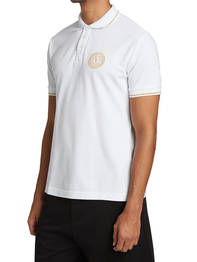 Shop Versace Jeans Couture V-emblem Polo Shirt In White
