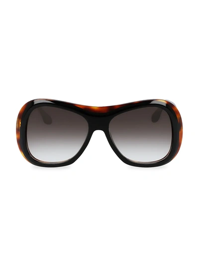 Shop Victoria Beckham Women's Sulptural 59mm Shield Sunglasses In Tortoise