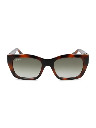 Shop Ferragamo Women's Gancini 53mm Square Sunglasses In Tortoise