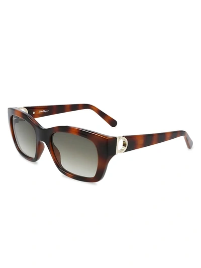 Shop Ferragamo Women's Gancini 53mm Square Sunglasses In Tortoise