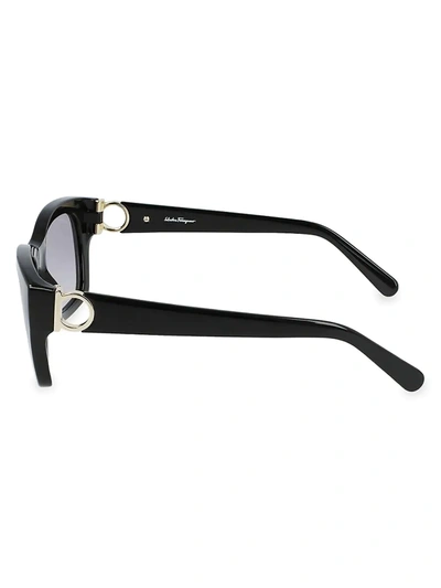 Shop Ferragamo Women's Gancini 53mm Square Sunglasses In Black