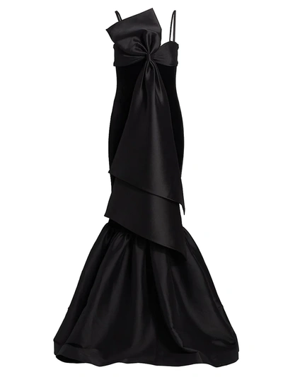 Shop Badgley Mischka Dramatic Bow Mermaid Gown In Black