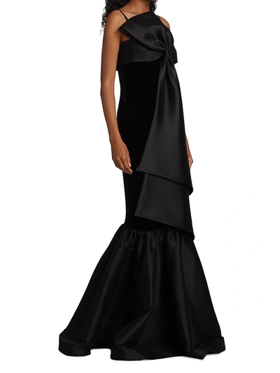 Shop Badgley Mischka Dramatic Bow Mermaid Gown In Black