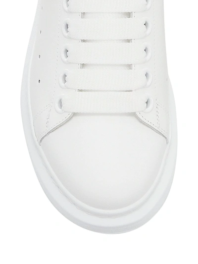 Shop Alexander Mcqueen Oversized Leather Sneakers In White Chrome Green