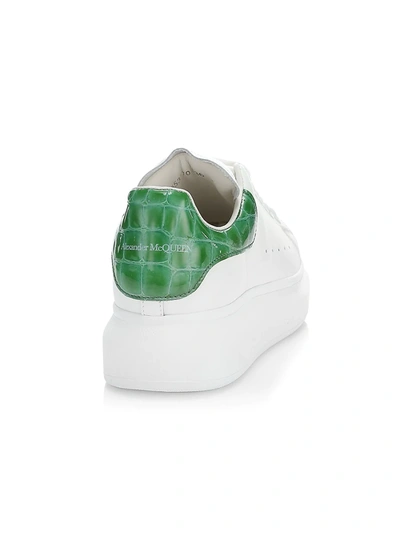Shop Alexander Mcqueen Oversized Leather Sneakers In White Chrome Green