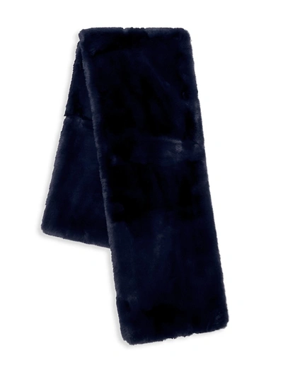 Shop Saks Fifth Avenue Faux Fur Pull-through Scarf In Navy