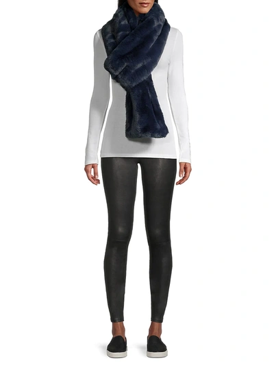 Shop Saks Fifth Avenue Faux Fur Pull-through Scarf In Navy