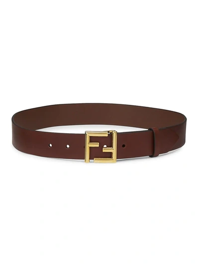 Shop Fendi Cintura Ff Leather Belt In Acorn