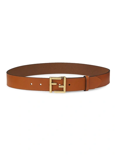 Shop Fendi Cintura Ff Leather Belt In Cuoio
