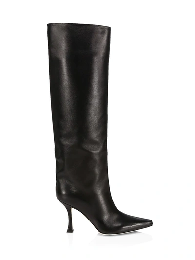 Shop Jimmy Choo Chad 90 Leather Knee-high Boots In Black