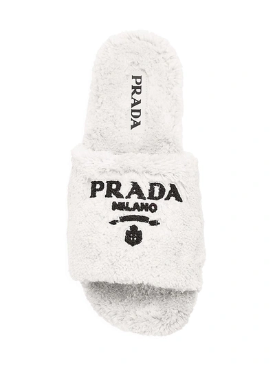 Shop Prada Contrast Logo Slides In Giallo Nero