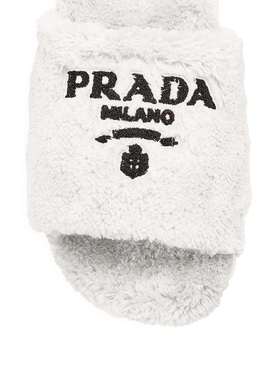 Shop Prada Women's Contrast Logo Slides In Petalo Nero