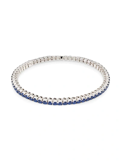 Shop Adriana Orsini Women's Daytime Blue Crystal Rhodium-plated Stretch Tennis Bracelet