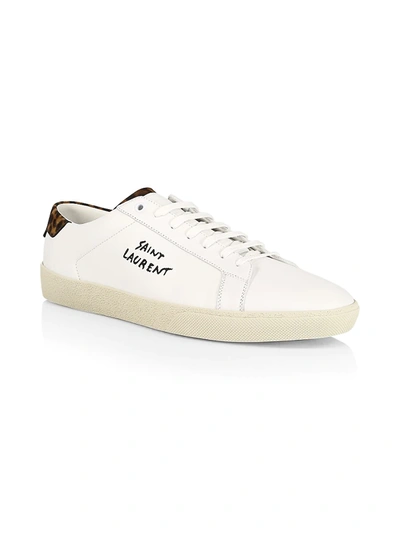 Shop Saint Laurent Signature Low Top Sneaker In White Leopard