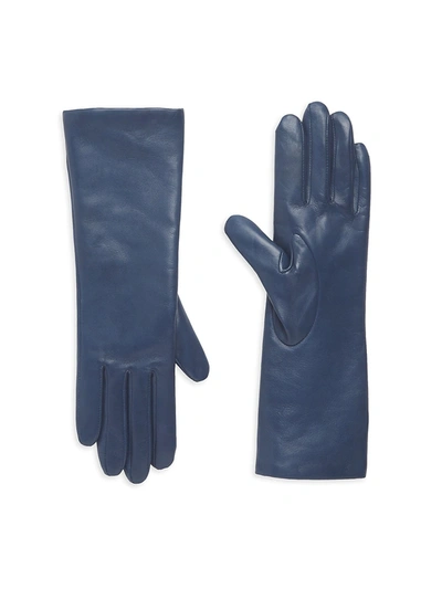Shop Saks Fifth Avenue Women's Leather Gloves In Navy