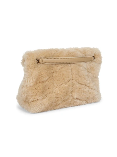 Shop Saint Laurent Small Shearling Puffer Shoulder Bag In Natural Beige