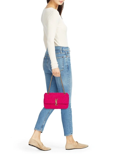 Saint Laurent Jamie Flap Bag Quilted Boucle Tweed Medium Pink 2257702