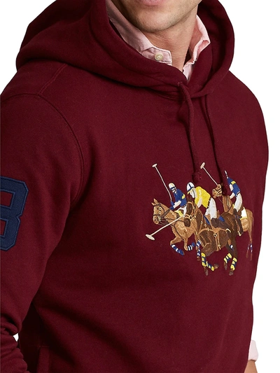 Shop Polo Ralph Lauren Logo Fleece Hoodie Sweatshirt In Classic Wine