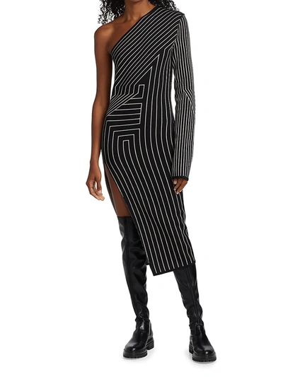 Shop Rick Owens Women's Geometric One-shoulder Dress In Black Pearl