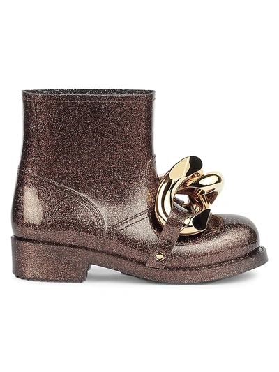 Shop Jw Anderson Chain Glitter Rubber Ankle Boots In Bronze