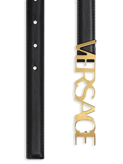 Shop Versace Women's  Logo Leather Belt In Nero