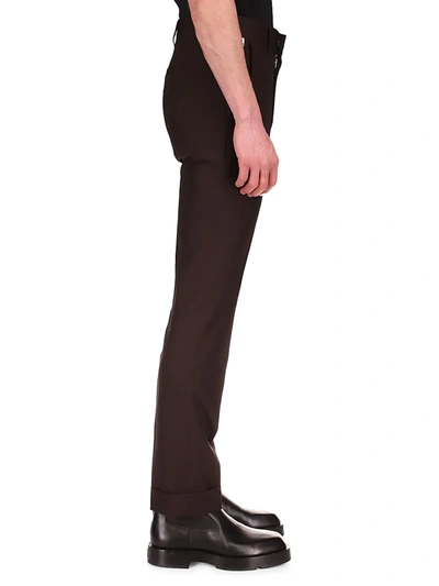 Shop Givenchy Men's Slim-fit Dress Trousers In Dark Brown