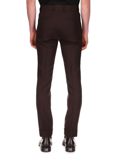 Shop Givenchy Men's Slim-fit Dress Trousers In Dark Brown