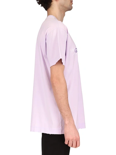 Shop Givenchy Logo-print Distressed Cotton Tee In Lilac