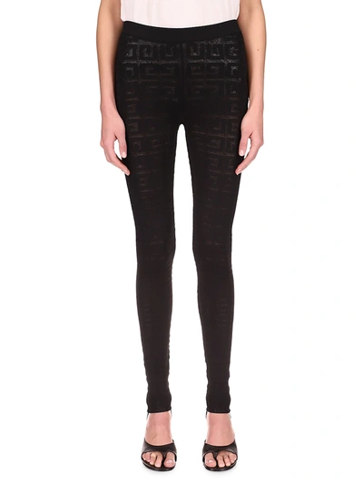 Shop Givenchy Lace Monogram Leggings In Black