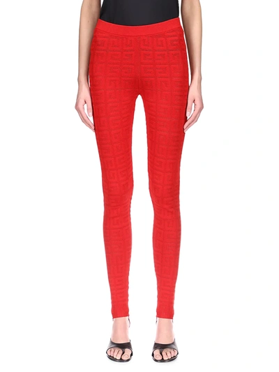 Shop Givenchy Lace Monogram Leggings In Red