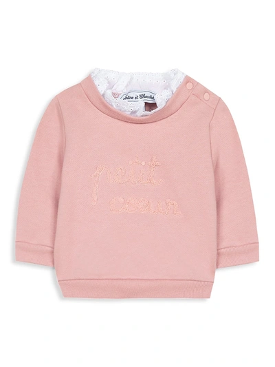 Shop Tartine Et Chocolat Baby's & Little Girl's Crewneck Eyelet Sweatshirt In Old Pink