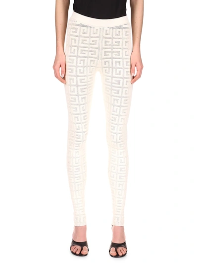 Shop Givenchy Lace Monogram Leggings In Off White