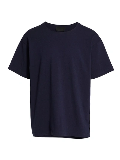 Shop Fear Of God Raw Neck T-shirt In Navy