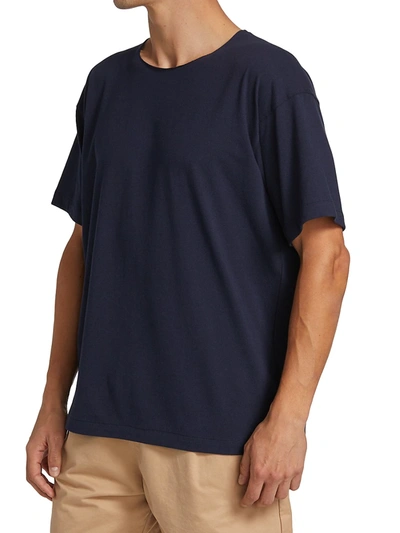 Shop Fear Of God Raw Neck T-shirt In Navy