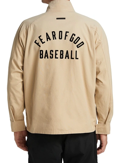 Shop Fear Of God Zip-up Baseball Jacket In Khaki