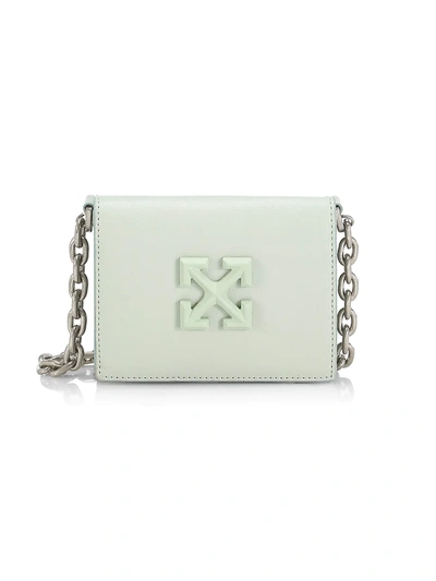 Shop Off-white Jitney Leather Crossbody Wallet In Sage