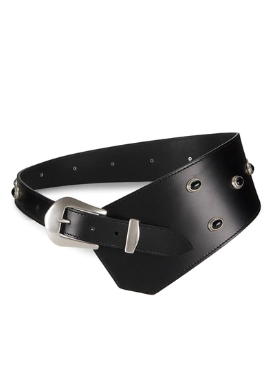 Shop Isabel Marant Belly Beaded Leather Belt In Black