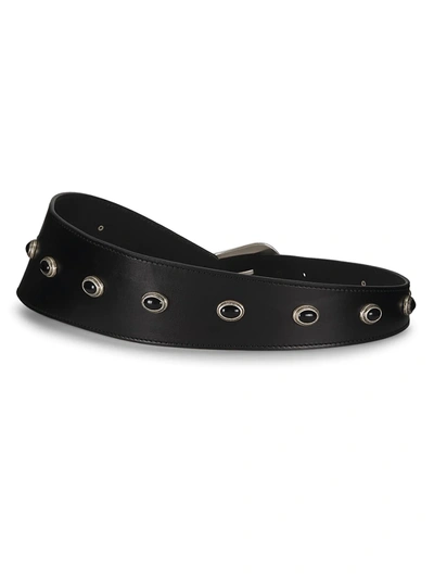 Shop Isabel Marant Belly Beaded Leather Belt In Black