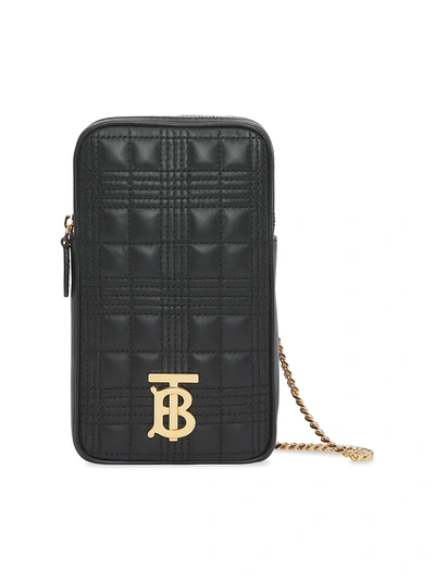 Shop Burberry Women's Mini Vertical Lola Quilted Leather Shoulder Bag In Black