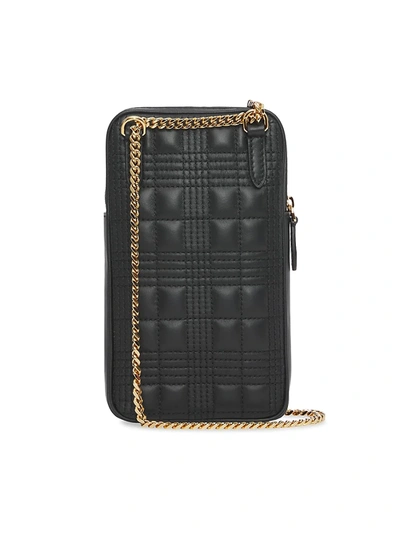 Shop Burberry Women's Mini Vertical Lola Quilted Leather Shoulder Bag In Black