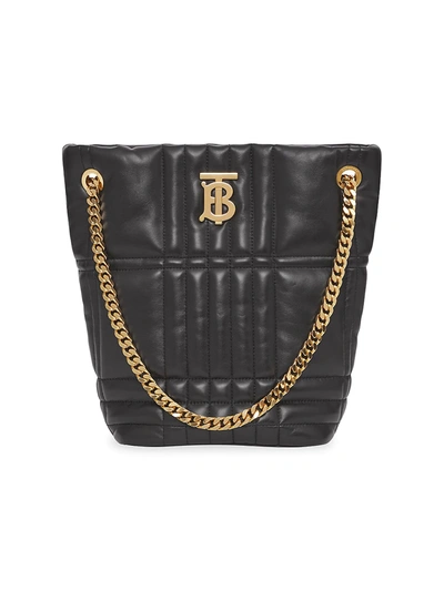 Shop Burberry Women's Lola Leather Bucket Bag In Black