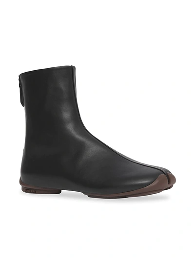 Shop Burberry Runway Leather Sock Boots In Black Ebony Brown