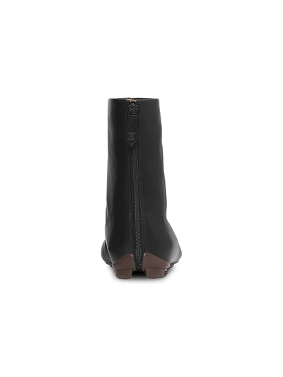 Shop Burberry Runway Leather Sock Boots In Black Ebony Brown