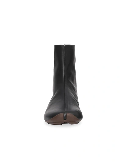 Shop Burberry Runway Leather Sock Boots In Black Ebony Brown