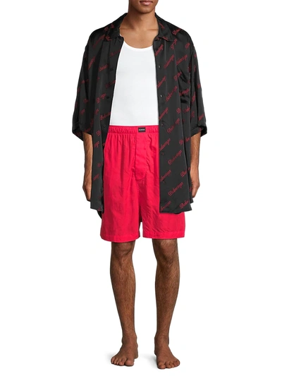 Shop Balenciaga Men's Pajama Shorts In Red