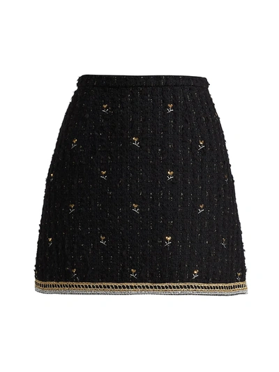 Shop Giambattista Valli Metallic Embroidered Mini-skirt In Black Gold